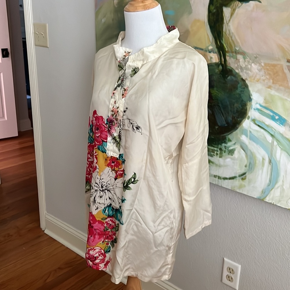 Johnny Was Silk Tunic floral cream small - Picture 11 of 16